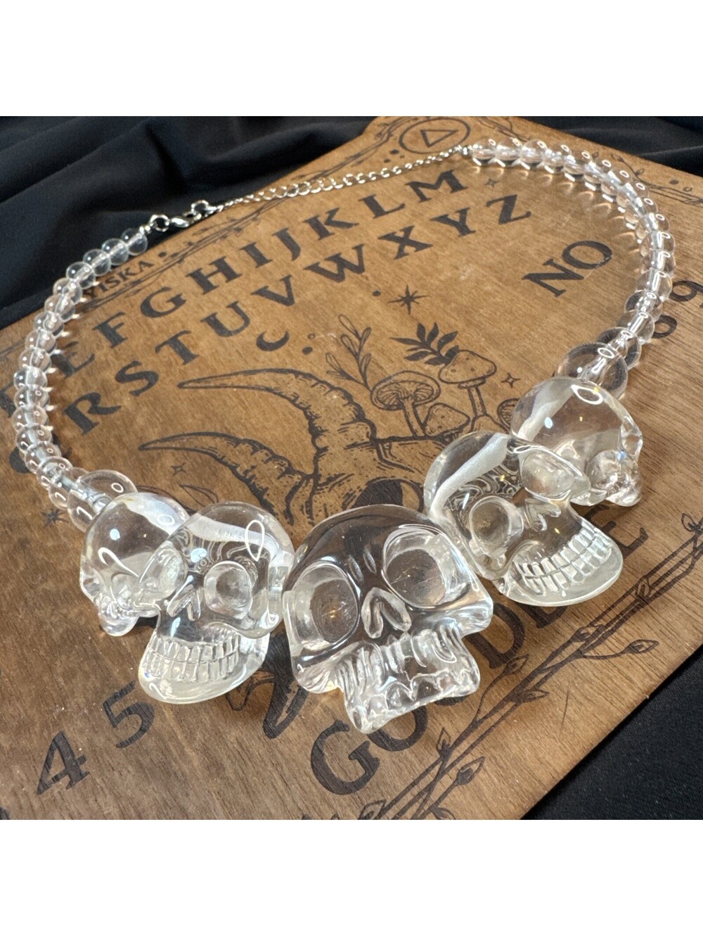 Kreepsville 666 Skull Collection Big Resin Beads Choker Necklace Clear Colors 18